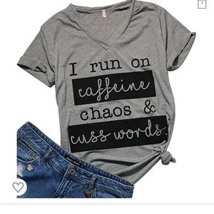 I run on caffeine chaos and cuss words gym tee
